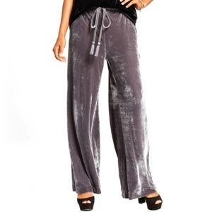 Who What Wear Grey Velvet Wide Pants